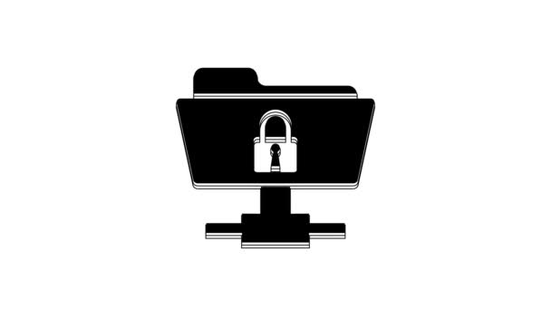 Folder Ftp Hitam Dan Ikon Kunci Diisolasi Pada Latar Belakang — Stok Video