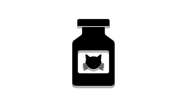 Black Cat Medicine Bottle Icon Isolated White Background Container Pills — Wideo stockowe