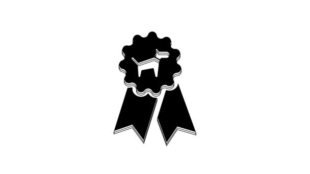 Ocenění Black Dog Symbol Ikona Izolované Bílém Pozadí Medaile Psí — Stock video