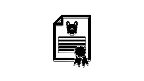 Certificado Médico Preto Para Viagens Com Ícone Cão Gato Isolado — Vídeo de Stock
