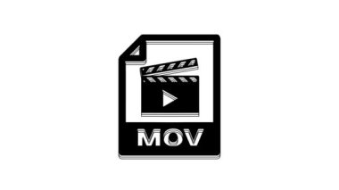 Black MOV file document. Download mov button icon isolated on white background. MOV file symbol. Audio and video collection. 4K Video motion graphic animation.