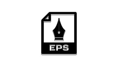 Siyah EPS dosya belgesi. Beyaz arkaplanda izole edilmiş düğme simgesini indir. EPS dosya sembolü. 4K Video hareketli grafik canlandırması.