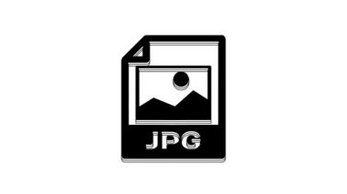 Black JPG file document. Download image button icon isolated on white background. JPG file symbol. 4K Video motion graphic animation.