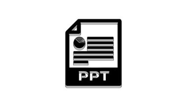 Black PPT file document. Download ppt button icon isolated on white background. PPT file presentation. 4K Video motion graphic animation.