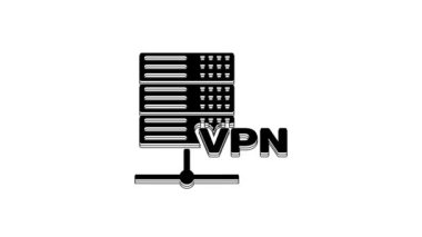 Black Server VPN icon isolated on white background. 4K Video motion graphic animation.