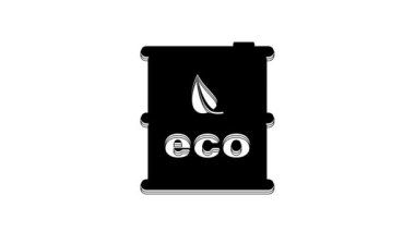 Black Bio fuel barrel icon isolated on white background. Eco bio and canister. Green environment and recycle. 4K Video motion graphic animation.