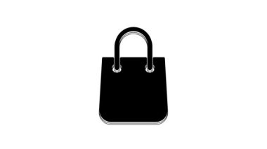 Black Shopping bag icon isolated on white background. Package sign. 4K Video motion graphic animation.