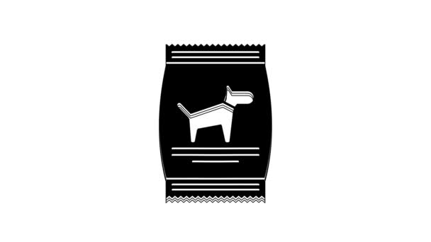Black Bag Food Dog Icon Isolated White Background Food Animals — Stockvideo