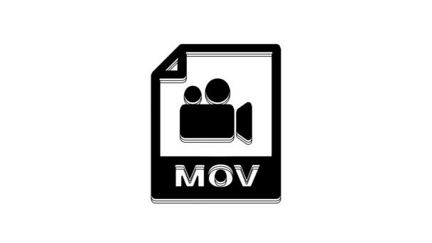 Black Mov File Document Download Mov Button Icon Isolated White — ストック動画