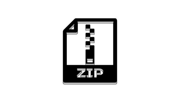 ブラックZipファイル文書 白い背景に隔離されたZipボタンアイコンをダウンロードします Zipファイルのシンボル 4Kビデオモーショングラフィックアニメーション — ストック動画