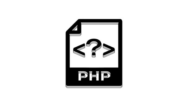 Black Php File Document Download Php Button Icon Isolated White — стоковое видео