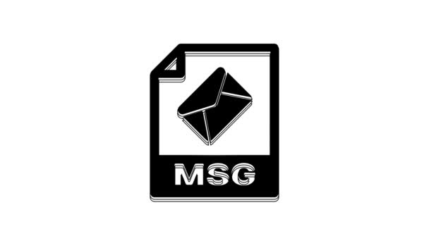 ブラックMsgファイルの文書 白い背景に隔離されたMsgボタンのアイコンをダウンロードします Msgファイルのシンボル 4Kビデオモーショングラフィックアニメーション — ストック動画