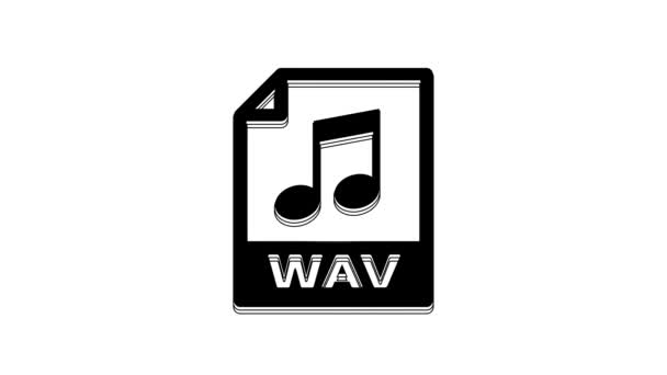 Black Wav File Document Download Wav Button Icon Isolated White — ストック動画