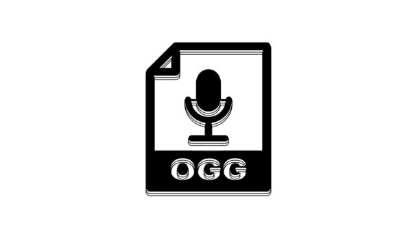 Файловий Документ Black Ogg Ікона Кнопки Завантаження Ізольована Білому Фоні — стокове відео