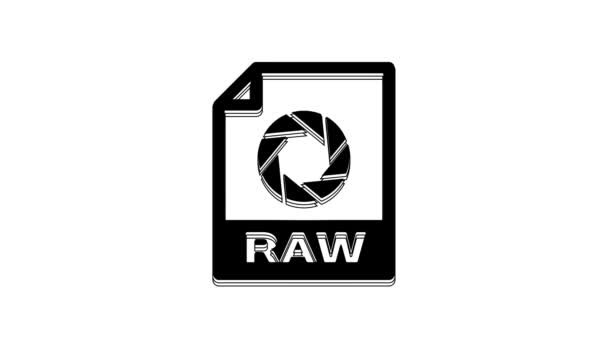 Black Raw File Document Download Raw Button Icon Isolated White — Vídeo de Stock