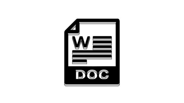 Черный Документ Doc Иконка Кнопки Doc Выделена Белом Фоне Символ — стоковое видео