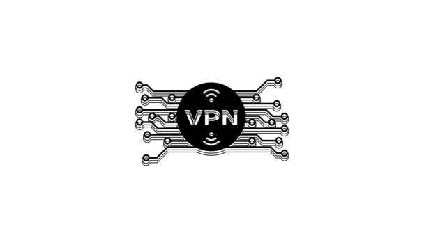 Black Vpn Circle Microchip Circuit Icon Isolated White Background Video — Stock video