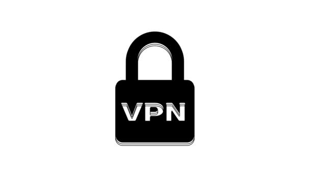 Black Lock Vpn Icon Isolated White Background Video Motion Graphic — Stockvideo