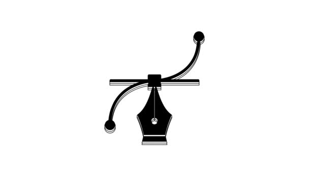 Black Bezier Curve Icon Isolated White Background Pen Tool Icon — ストック動画