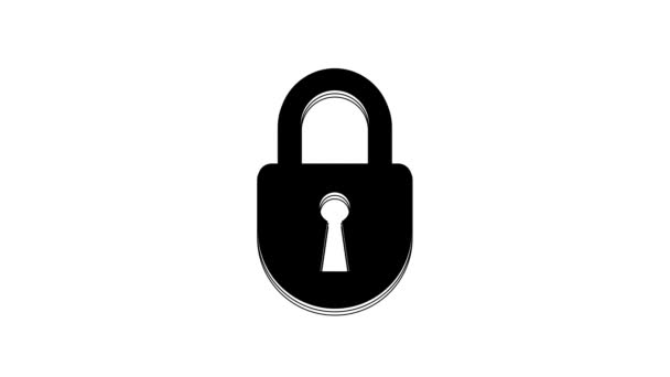 Ikona Black Lock Izolowana Białym Tle Znak Kłódki Bezpieczeństwo Ochrona — Wideo stockowe
