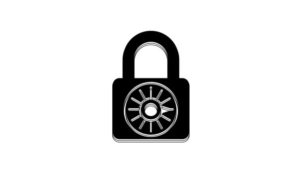 Black Safe Combination Lock Wheel Icon Isolated White Background Combination — Stock Video