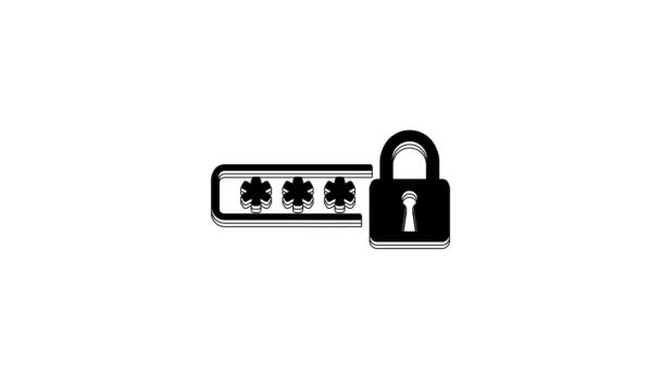 Black Password Protection Safety Access Icon Isolated White Background Lock — Stockvideo