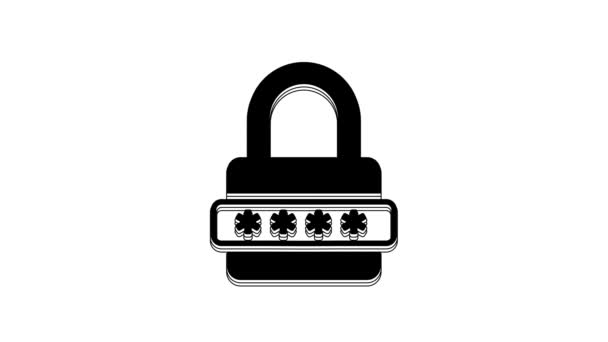 Black Password Protection Safety Access Icon Isolated White Background Lock — Video