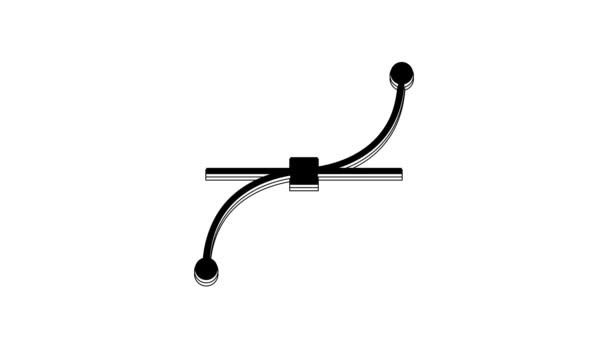 Black Bezier Curve Icon Isolated White Background Pen Tool Icon — Vídeo de stock