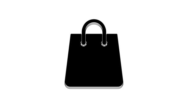 Black Handbag Icon Isolated White Background Shopping Bag Sign Woman — Video