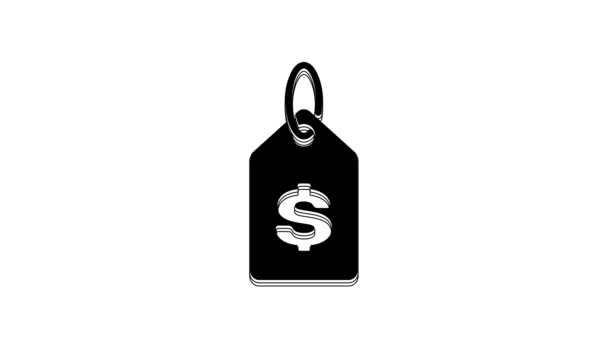 Black Price Tag Dolarovou Ikonou Izolované Bílém Pozadí Odznak Cenu — Stock video