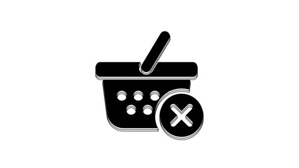 Black Remove Shopping Basket Icon Isolated White Background Online Buying — Vídeos de Stock