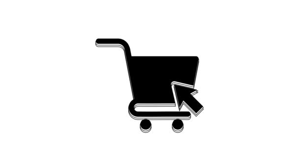 Black Shopping Cart Cursor Icon Isolated White Background Online Buying — Vídeo de Stock
