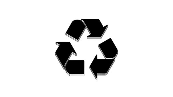 Ícone Símbolo Reciclagem Preto Isolado Fundo Branco Ícone Seta Circular — Vídeo de Stock