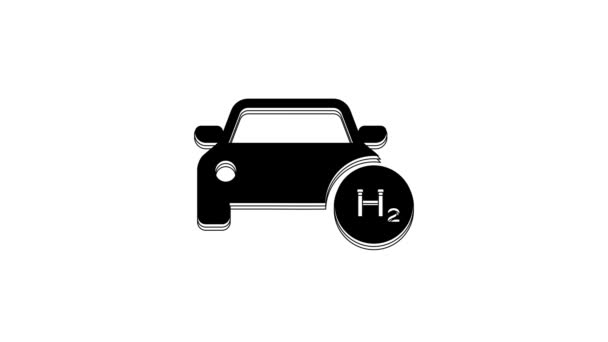 Black Hydrogen Car Icon Isolated White Background Station Sign Hydrogen — 图库视频影像