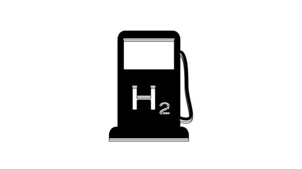 Black Hydrogen Filling Station Icon Isolated White Background Station Sign — Videoclip de stoc