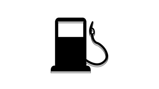 Icono Negro Gasolina Gasolinera Aislado Sobre Fondo Blanco Símbolo Combustible — Vídeos de Stock