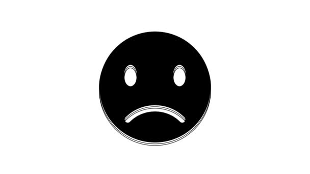 Піктограма Чорної Сумної Посмішки Ізольована Білому Тлі Емоційне Обличчя Відео — стокове відео