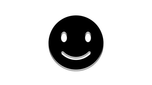 Black Smile Face Icon Isolated White Background Smiling Emoticon Happy — Stock video