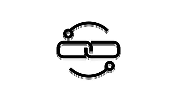 Black Chain Link Line Icon Isolated White Background Link Single — ストック動画