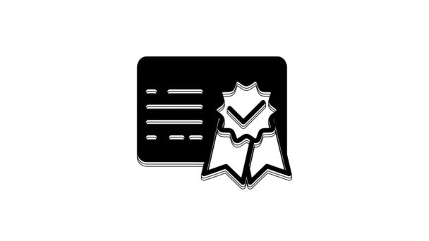 Black Certificate Template Icon Isolated White Background Achievement Award Degree — Stock Video