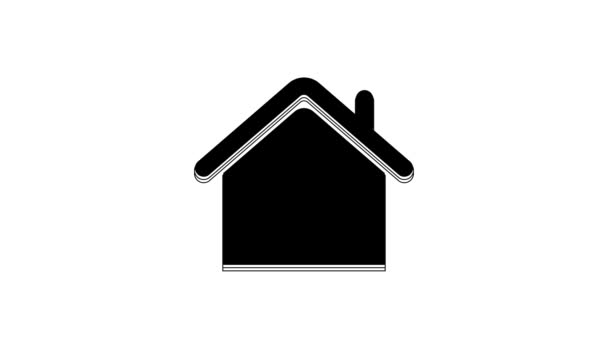 Ikona Czarnego Domu Białym Tle Symbol Domowy Animacja Graficzna Ruchu — Wideo stockowe