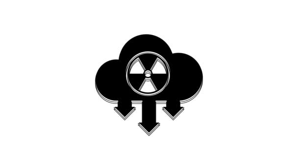 Black Acid Rain Radioactive Cloud Icon Isolated White Background Effects — Vídeos de Stock
