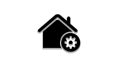 Black Smart home settings icon isolated on white background. Remote control. 4K Video motion graphic animation.
