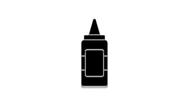 Black Mustard bottle icon isolated on white background. 4K Video motion graphic animation.