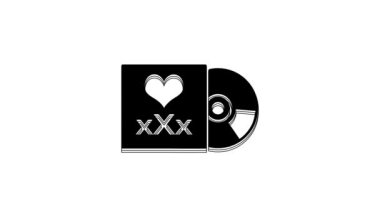 Black Disc with inscription Sex icon isolated on white background. Age restriction symbol. 18 plus content sign. Adult channel. 4K Video motion graphic animation.