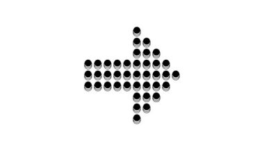 Black Dots arrow icon isolated on white background. Halftone arrow. Dotted arrow sign. 4K Video motion graphic animation.