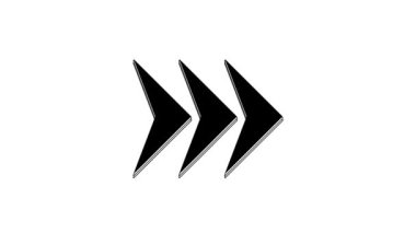 Siyah Ok simgesi beyaz arkaplanda izole edildi. Yön Arrowhead sembolü. Navigasyon işaretçisi işareti. 4K Video hareketli grafik canlandırması.
