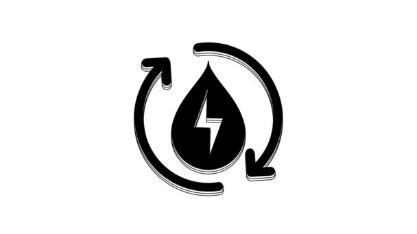 Czarny Recykling Czystej Ikony Wodnej Izolowane Białym Tle Symbol Energetyczny — Wideo stockowe