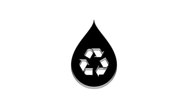 Czarny Recykling Czystej Ikony Wodnej Izolowane Białym Tle Kropla Wody — Wideo stockowe