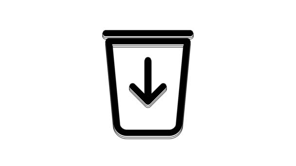 Black Send Trash Line Icon Isolated White Background Video Motion — Video